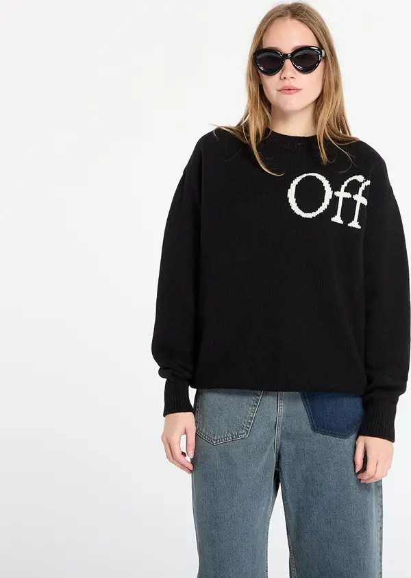 Off-White Pulover Off-White Bookish Shared Knit Crewneck Black/ White S