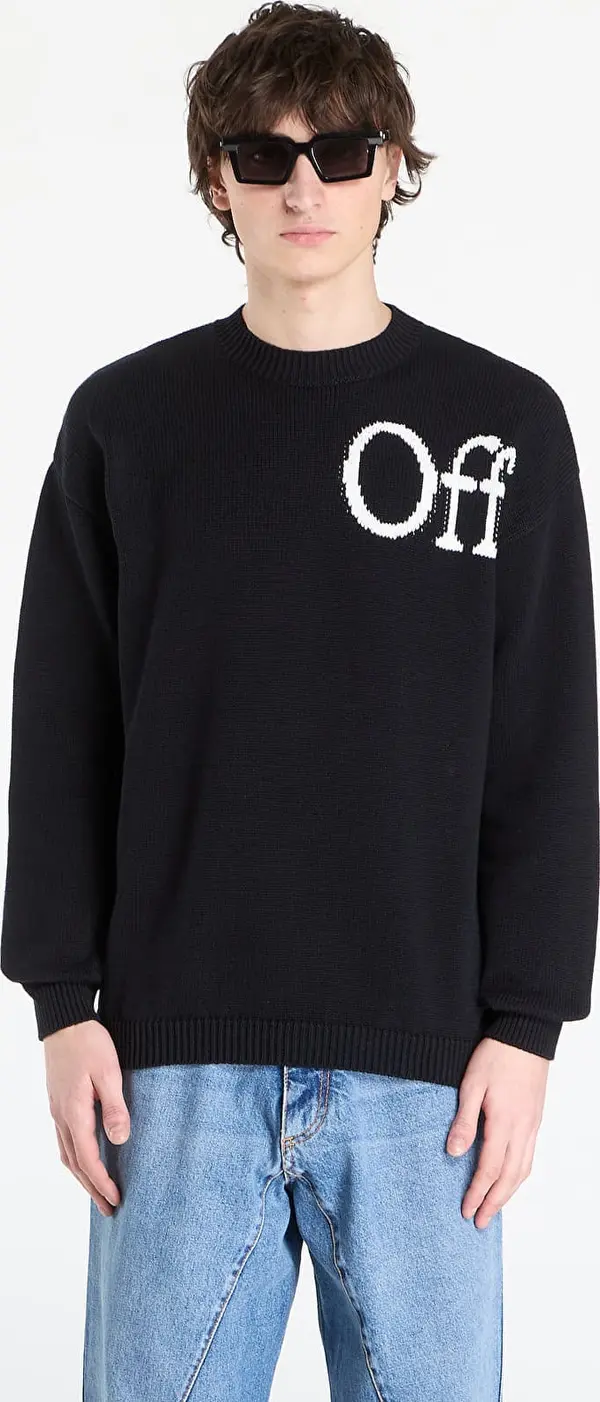 Off-White Pulover Off-White Cot Ow Shared Logo Knit Crew Black XL