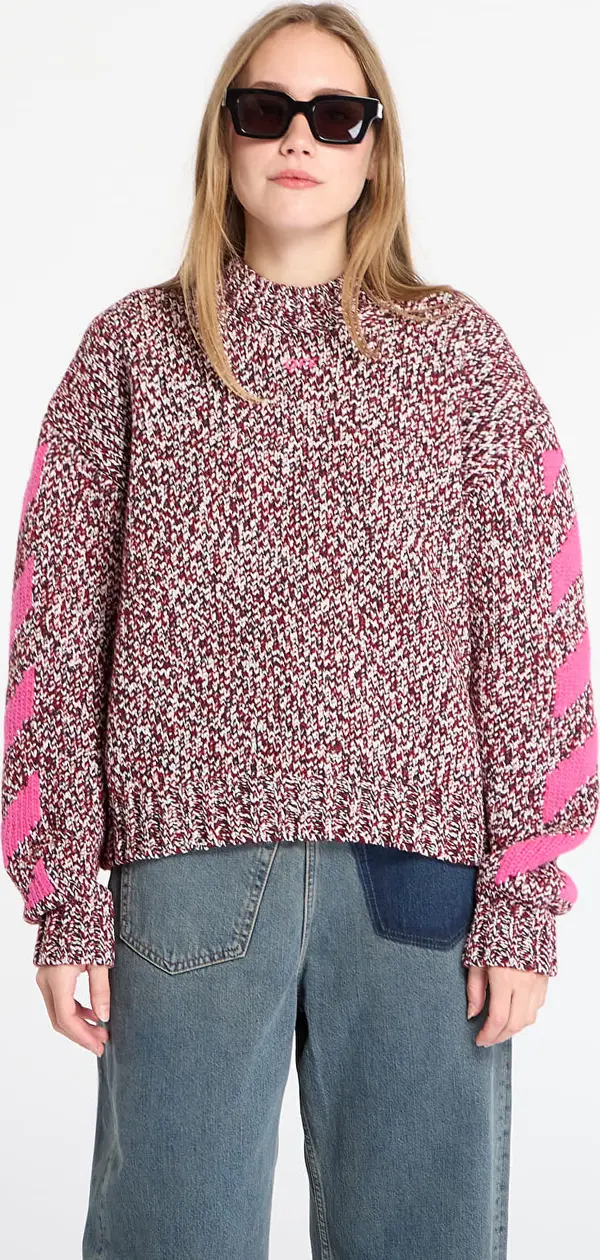 Off-White Pulover Off-White Mouline Arrow Knit Crewneck Red Dahlia M
