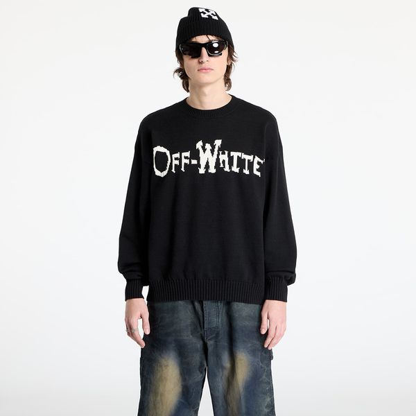 Off-White Pulover Off-White Off Quote Cot Knit Crewneck Black/ White M