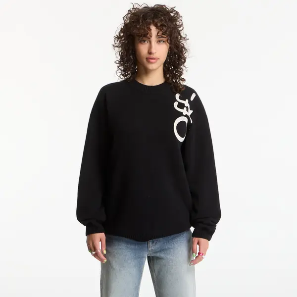 Off-White Pulover Off-White Vertical Bookish Knit Crew UNISEX Black Ivory M