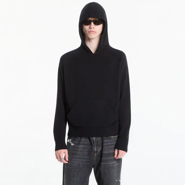 Palm Angels Pulover Palm Angels Curved Logo Regular Knit Hoodie Black/ Off White XL