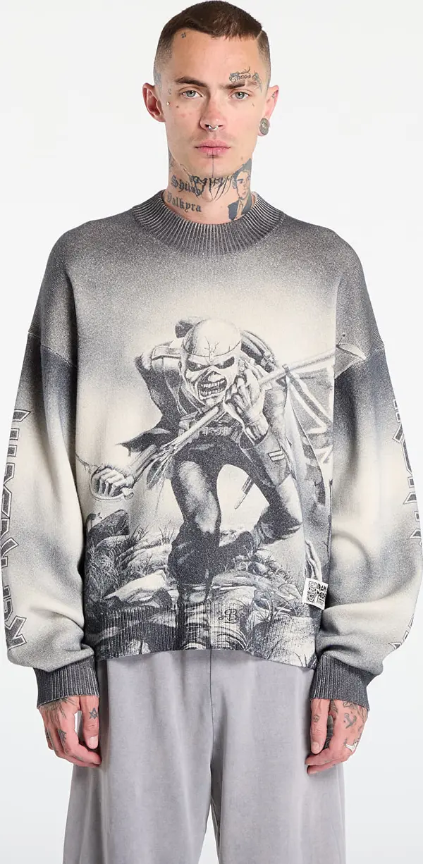 REPRESENT Pulover REPRESENT x Iron Maiden Trooper Knit Sunfade Grey XL