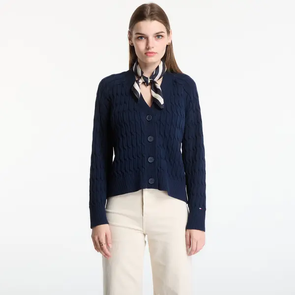 Tommy Hilfiger Pulover Tommy Hilfiger Mid Gg Cable V-Nk Ls Cardigan Dark Night Navy M