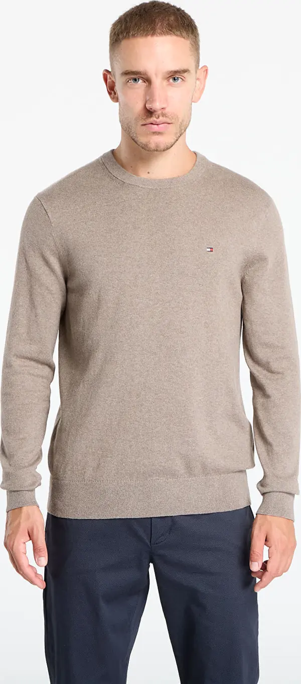 Tommy Hilfiger Pulover Tommy Hilfiger Pima Org Ctn Cashmere Crew Neck Coastal Taupe Heather L