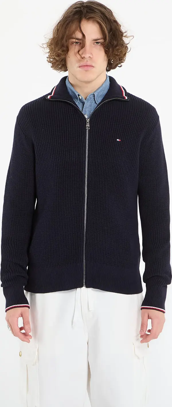 Tommy Hilfiger Pulover Tommy Hilfiger Rwb Rib Zip Through Desert Sky XL