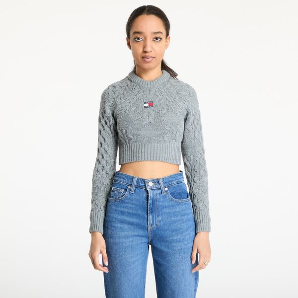 Tommy Hilfiger Pulover Tommy Jeans Badge Star Cable Sweater Gray S