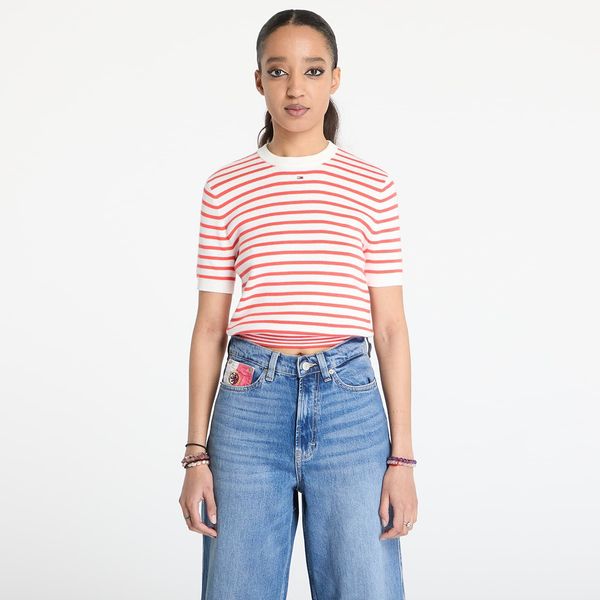 Tommy Hilfiger Pulover Tommy Jeans Essential Shortsleeve Sweater Red XS