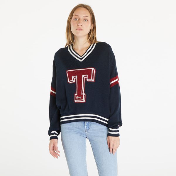 Tommy Hilfiger Pulover Tommy Jeans Letterman Sweater Blue M