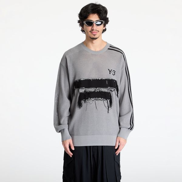 Y-3 Pulover Y-3 Graphic Knit Crew Sweatshirt UNISEX Solid Grey L