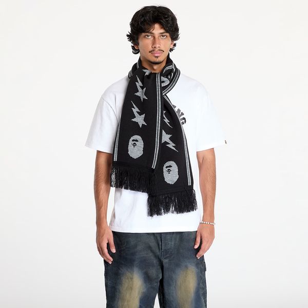 A BATHING APE Šali A BATHING APE Jacquard Bape Logo Long Scarf M Black Universal