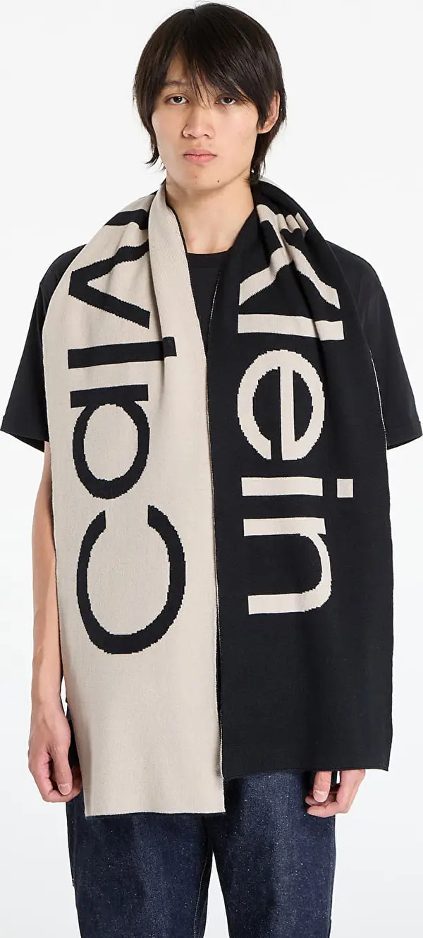 Calvin Klein Šali Calvin Klein Bold Logo 2-Tone Wool Scarf Black Universal