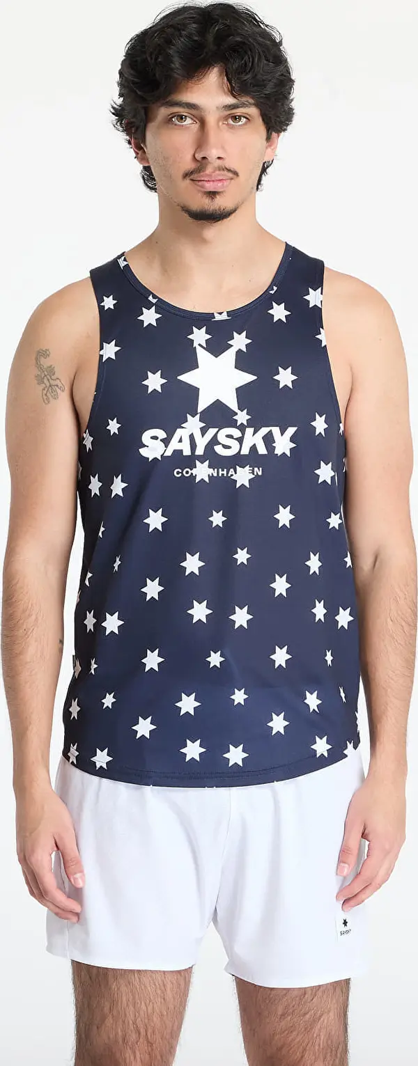 SAYSKY SAYSKY Star Combat Singlet Top Blue/ White Aop L