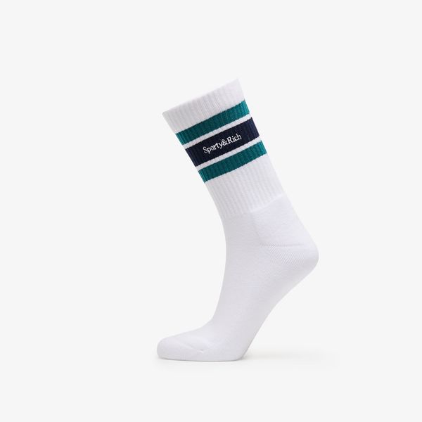 Sporty & Rich Sporty & Rich Serif Logo Striped Socks UNISEX White/ Alpine/ White Universal