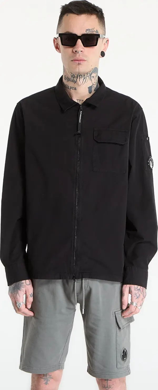 C.P. Company Srajca C.P. Company Organic Gabardine Zipped Lens Overshirt Black L