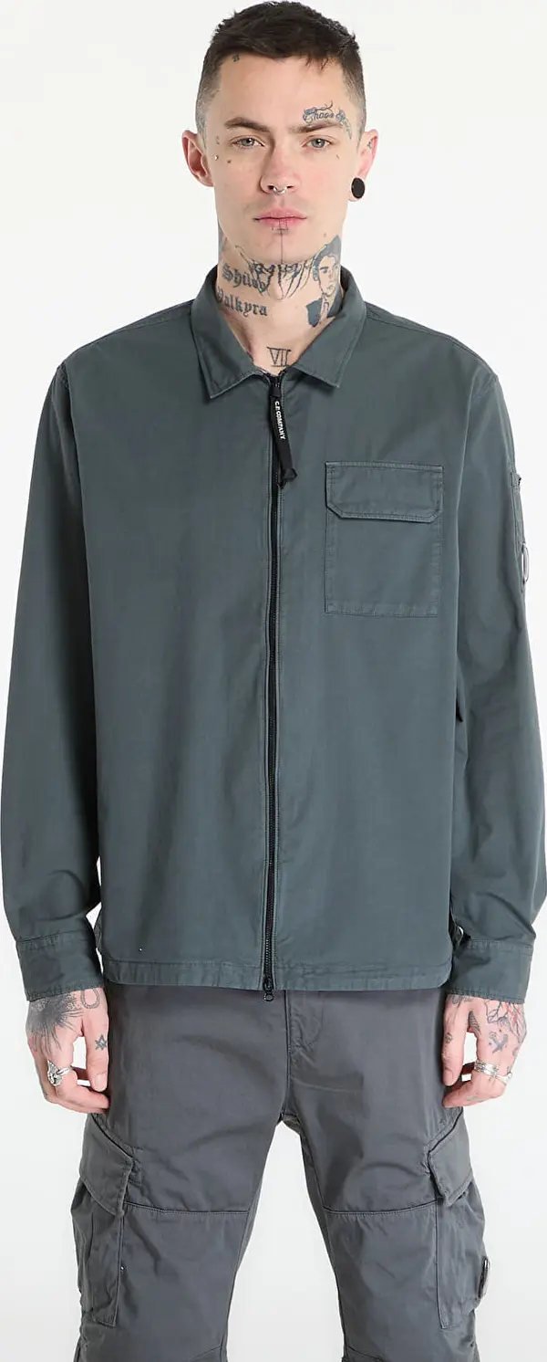 C.P. Company Srajca C.P. Company Organic Gabardine Zipped Lens Overshirt Gunmetal Grey L