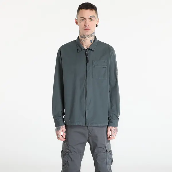 C.P. Company Srajca C.P. Company Organic Gabardine Zipped Lens Overshirt Gunmetal Grey XL