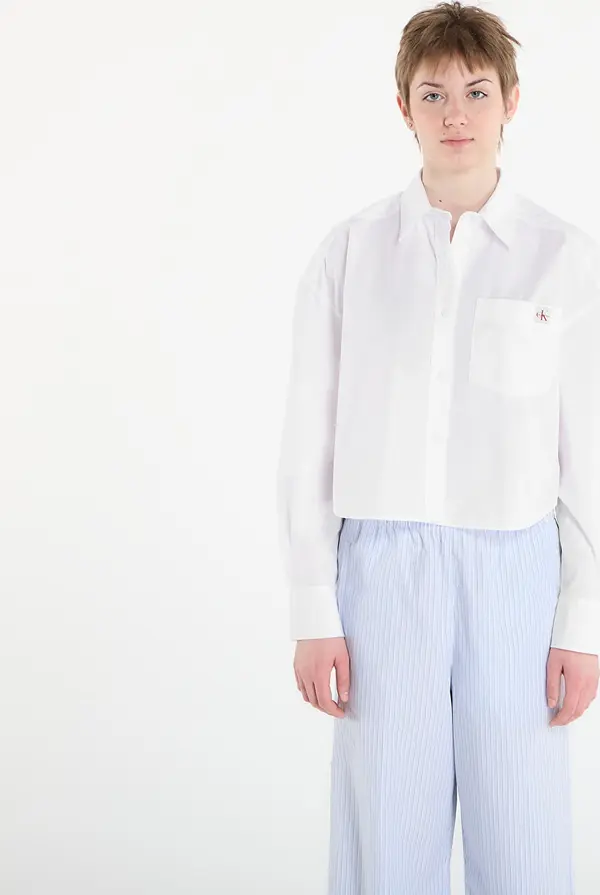 Calvin Klein Srajca Calvin Klein Jeans Cotton Poplin Cropped Shirt White L
