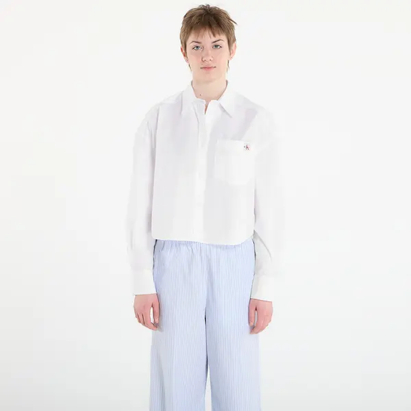 Calvin Klein Srajca Calvin Klein Jeans Cotton Poplin Cropped Shirt White M