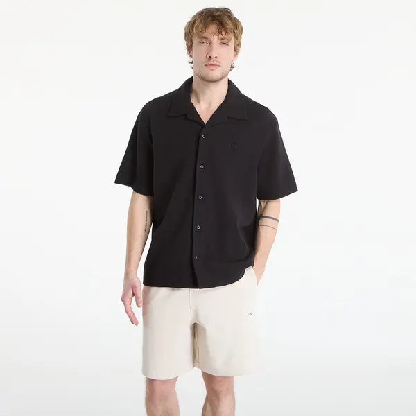 Calvin Klein Srajca Calvin Klein Jeans Ss Hd Cotton Waffle Camp Shirt Black XL