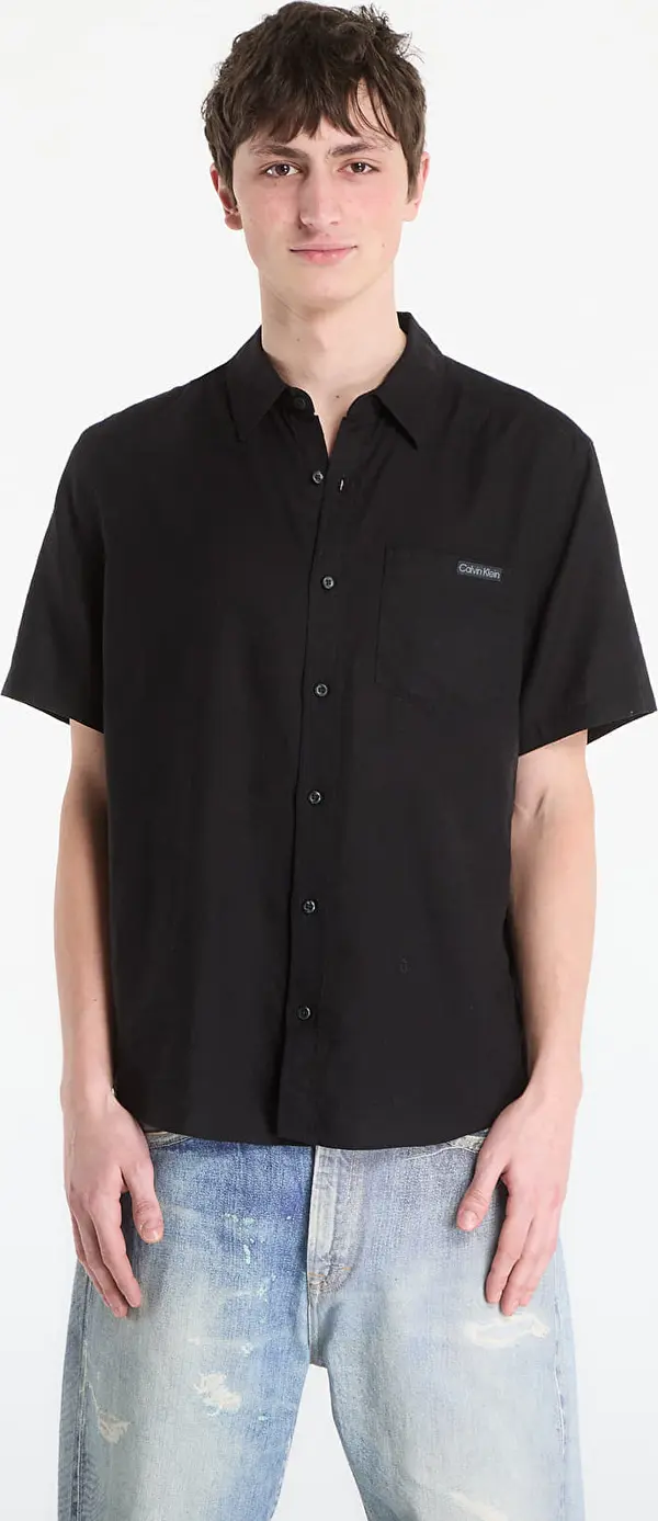 Calvin Klein Srajca Calvin Klein Jeans Ss Solid Causal Line Shirt Black L