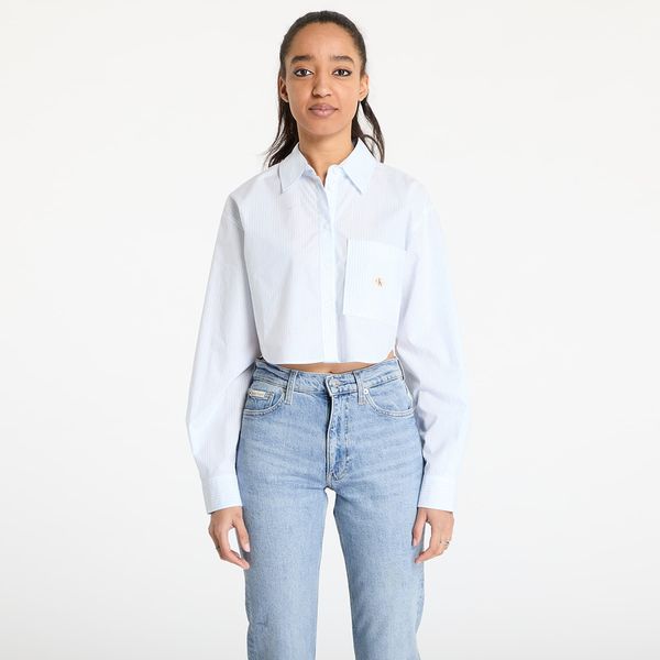 Calvin Klein Srajca Calvin Klein Jeans Woven Label Cropped Shirt Blue M