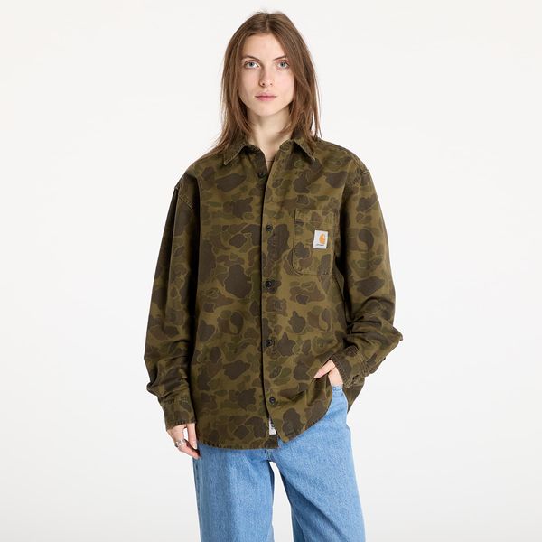 Carhartt WIP Srajca Carhartt WIP Long Sleeve Duck Shirt UNISEX Camo Duck/ Green/ Office Green Garment Dyed XS