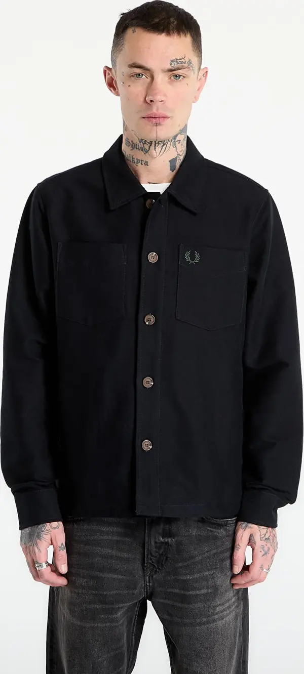 FRED PERRY Srajca FRED PERRY Brushed Twill Overshirt Black XL
