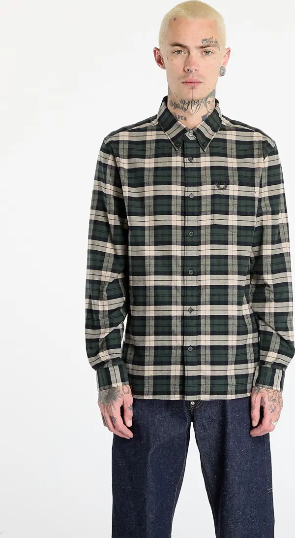 FRED PERRY Srajca FRED PERRY Brushed Twill Tartan Shirt Court Green M