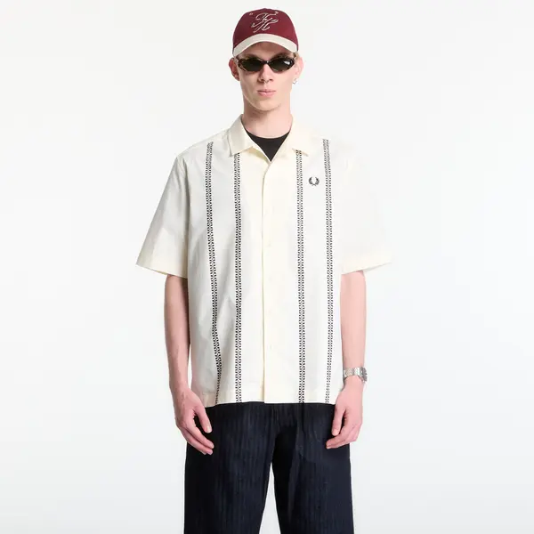 FRED PERRY Srajca Fred Perry Placement Print Revere Shirt Ecru M