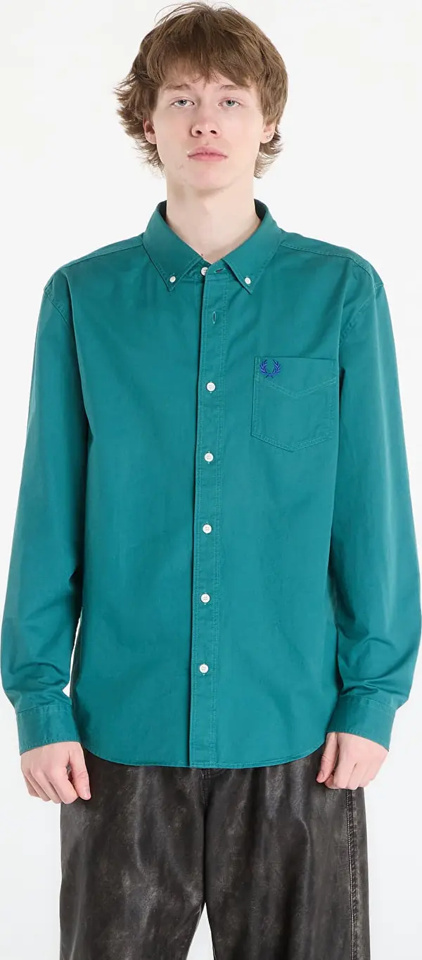 FRED PERRY Srajca FRED PERRY Relaxed Washed Twill Shirt Deep Mint M