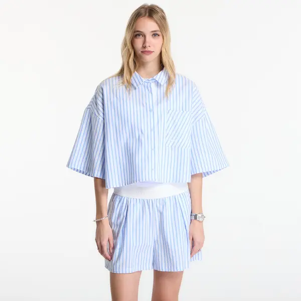Nike Srajca Nike Sportswear Chill Poplin Women's Oversized Short-Sleeve Top Lt Photo Blue/ Hydrogen Blue/ Summit White XS