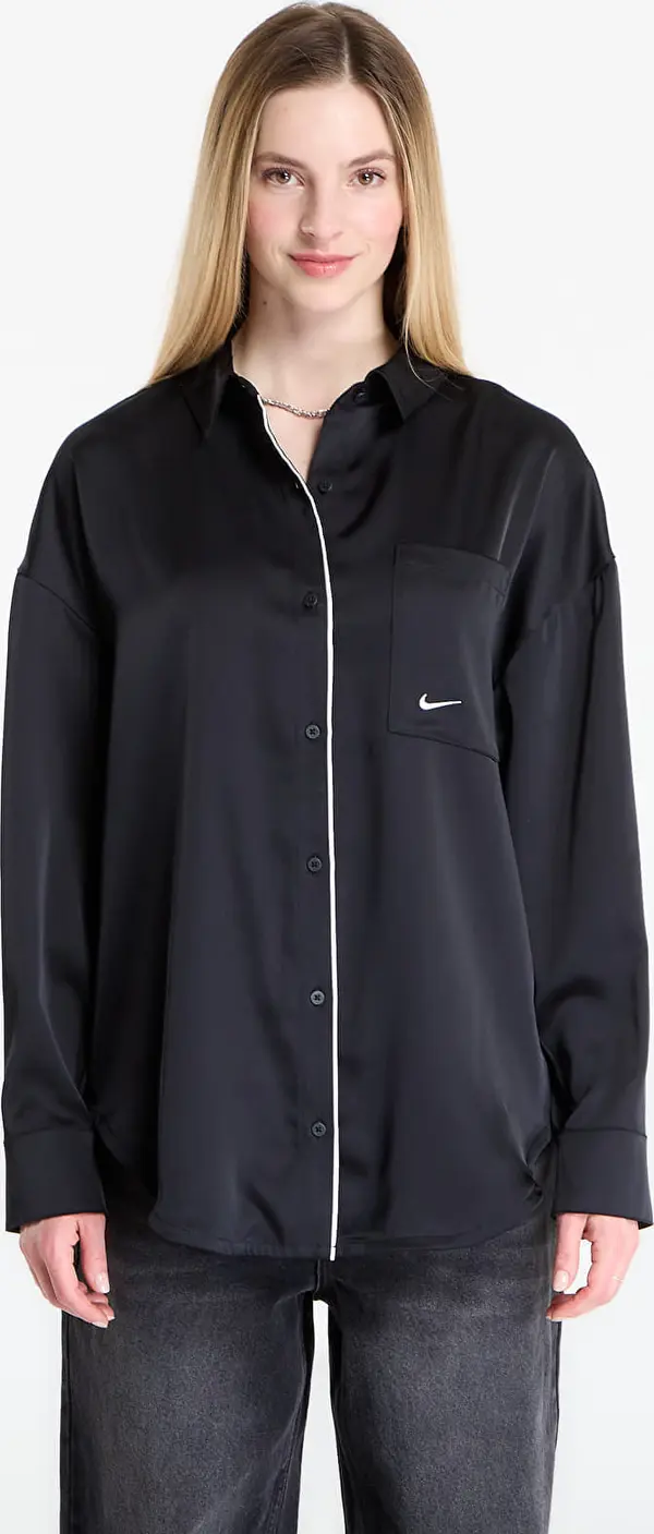 Nike Srajca Nike Sportswear Women's Oversized Satin Long-Sleeve Top Black/ Sail M