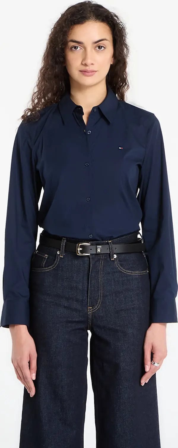 Tommy Hilfiger Srajca Tommy Hilfiger Cotton Stretch Regular Ls Shirt Dark Blue XS