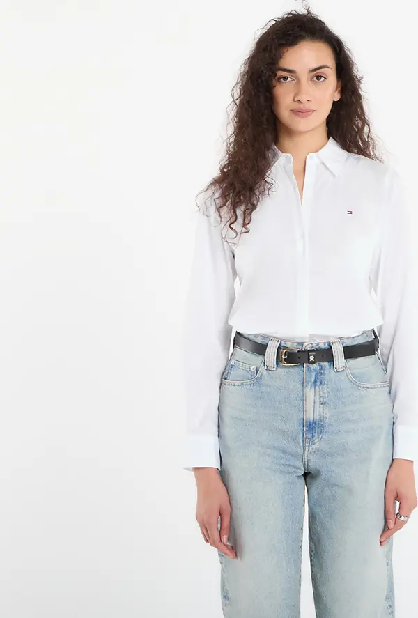 Tommy Hilfiger Srajca Tommy Hilfiger Cotton Stretch Regular Ls Shirt Optic White M