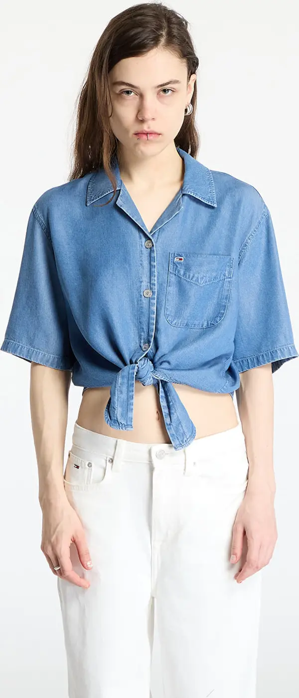 Tommy Hilfiger Srajca Tommy Jeans Chambray Tie Shortsleeve Shirt Denim XS
