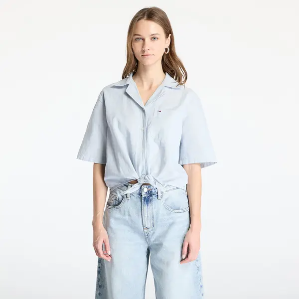 Tommy Hilfiger Srajca Tommy Jeans Crop Linen Shortsleeve Shirt Blue L
