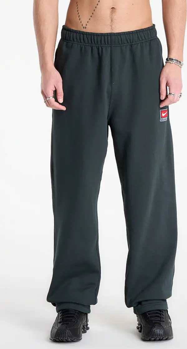 Nike Superge Nike Solo Swoosh Men's Fleece Open-Hem Pants Black Spruce/ White L