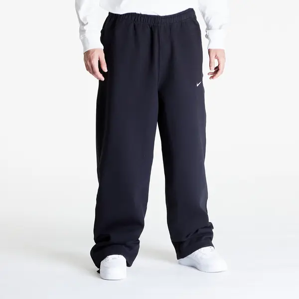 Nike Superge Nike Solo Swoosh Men's Open-Hem Brushed-Back Fleece Pants Black/ White L