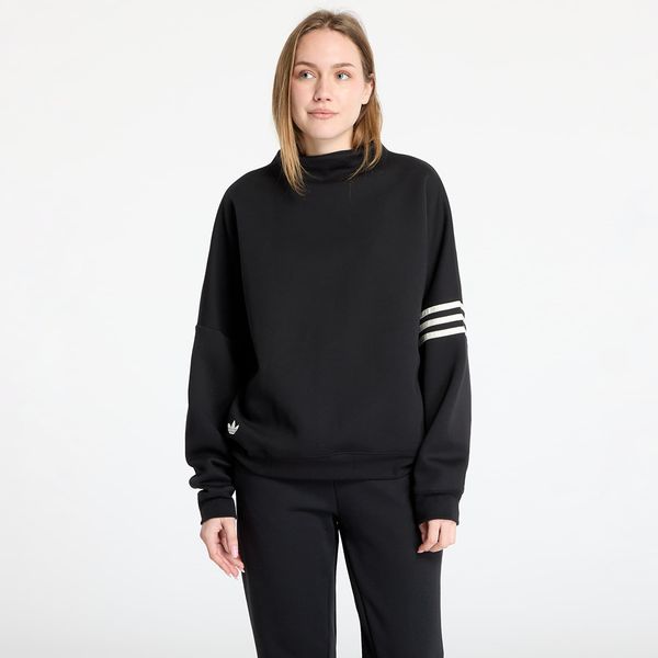 adidas Originals Sweatshirt adidas Neuclassics Oversized Mock Neck Sweatshirt Black/ Cream White XS