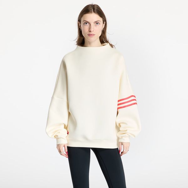 adidas Originals Sweatshirt adidas Neuclassics Oversized Mock Neck Sweatshirt Cream White/ Real Coral XS