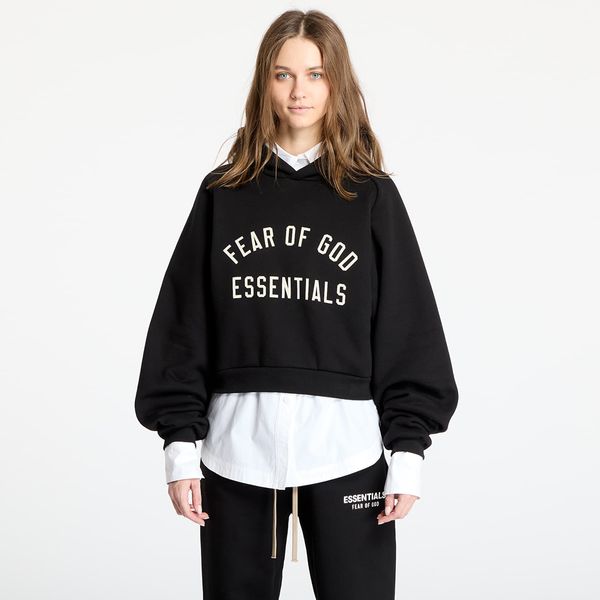 Fear of God Essentials Sweatshirt Fear Of God ESSENTIALS Fleece Cropped Hoodie Black XS