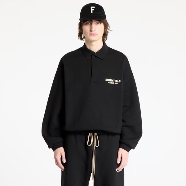 Fear of God Essentials Sweatshirt Fear Of God ESSENTIALS Fleece Polo Sweatshirt Black XL