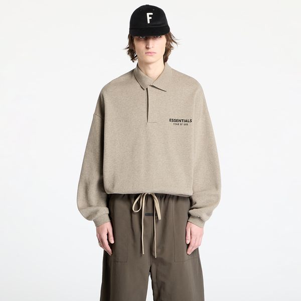 Fear of God Essentials Sweatshirt Fear Of God ESSENTIALS Fleece Polo Sweatshirt Heather Gray M