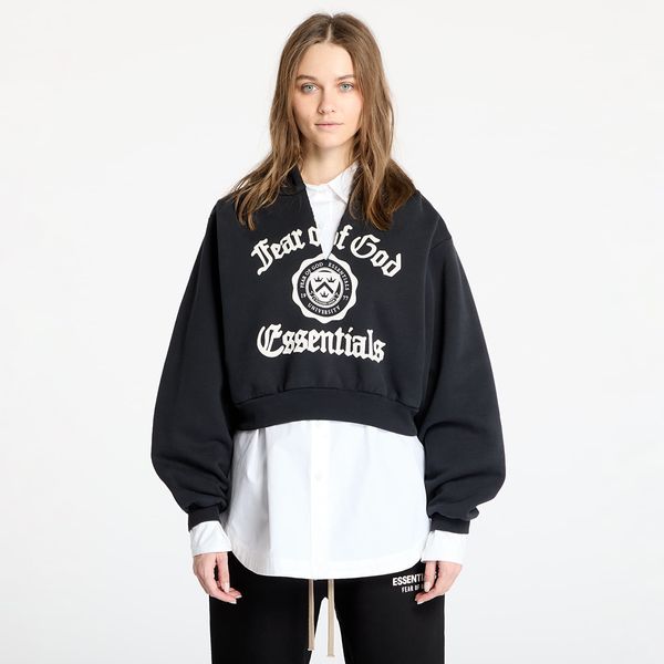 Fear of God Essentials Sweatshirt Fear Of God ESSENTIALS Heavy Fleece Cropped V-Neck Hoodie Black L