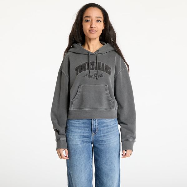 Tommy Hilfiger Sweatshirt Tommy Jeans Boxy Crop Varsity Hoodie Black XS