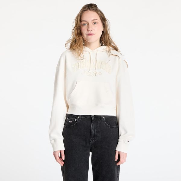 Tommy Hilfiger Sweatshirt Tommy Jeans Boxy Crop Varsity Hoodie White L