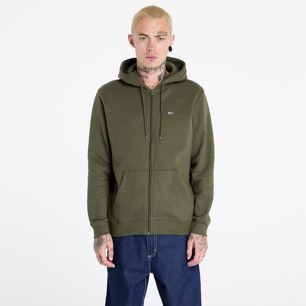 Tommy Hilfiger Sweatshirt Tommy Jeans Regular Flag Zip Through Hoodie Fatique Green L