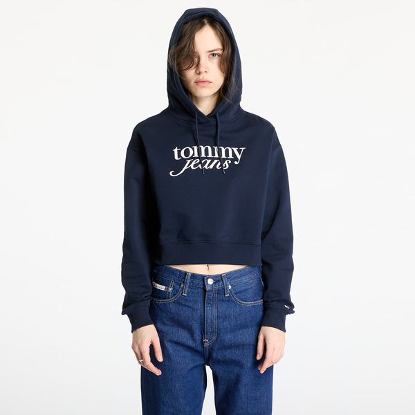 Tommy Hilfiger Sweatshirt Tommy Jeans Relaxed Cropped Script Hoodie Blue L
