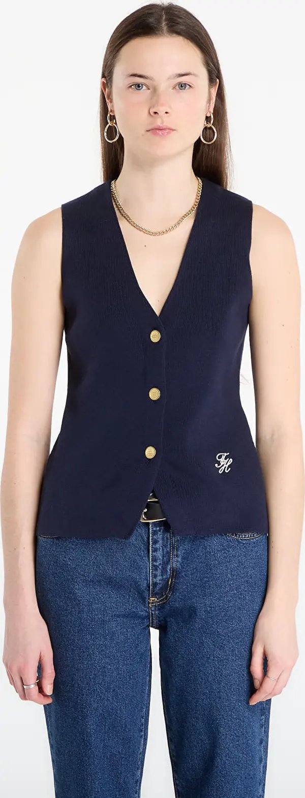 Tommy Hilfiger Telovnik Tommy Hilfiger Co Full Needle Slim Vest Navy S